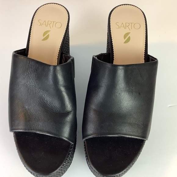 SARTO PLATFORM LEATHER COCO SLIP ON SANDALS 8 - Picture 5 of 6